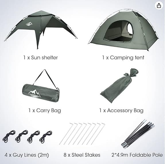 Tält med easy setup för 2-3 personer. Aldrig använt.