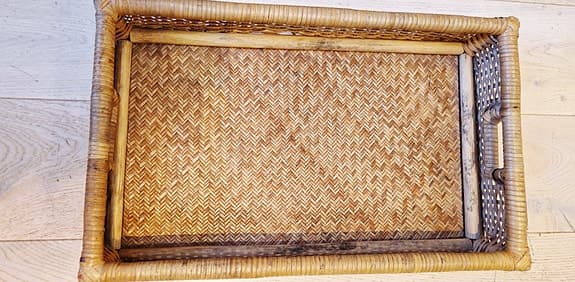 Rektangulär korg rotting naturfärg/ basket rattan tray