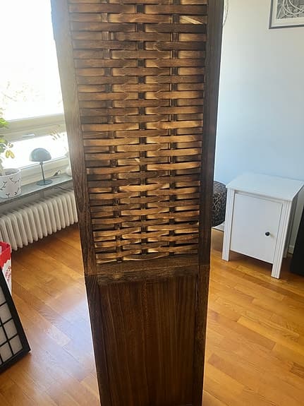 rumsavdelare vikskärm trä brun och svart