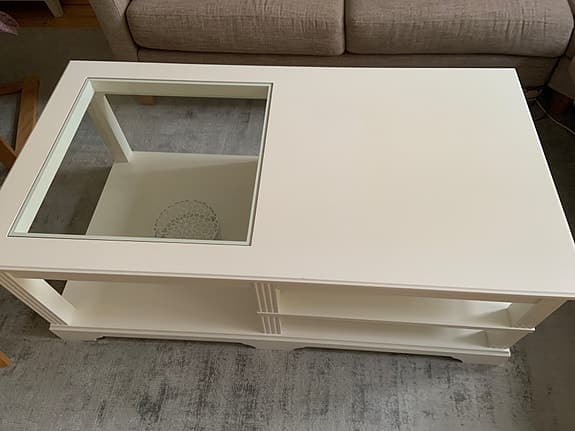 Soffbord vitt glas trä