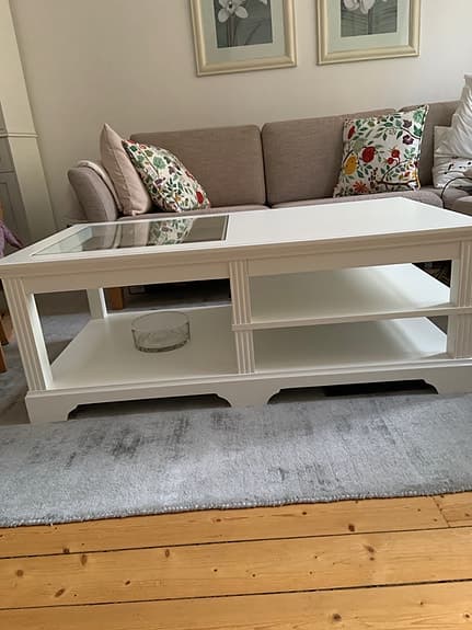 Soffbord vitt glas trä