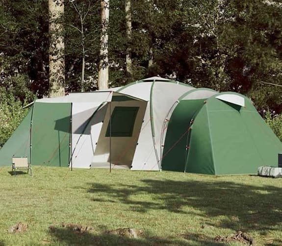 Tält familjetält flerpersons grön/vitt