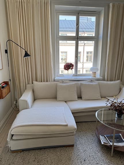 Beige Divansoffa Avtagbarklädsel - vänsterställd hörnsoffa