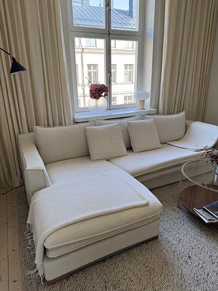 Beige Divansoffa Avtagbarklädsel - vänsterställd hörnsoffa