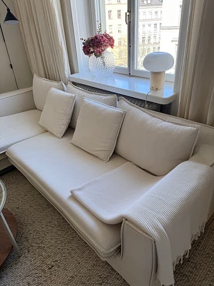 Beige Divansoffa Avtagbarklädsel - vänsterställd hörnsoffa