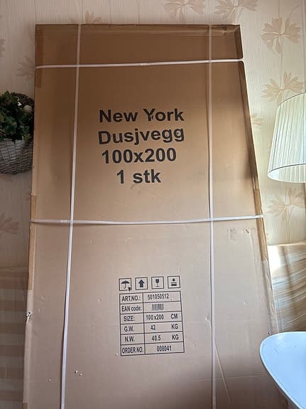 New York duschvägg 100x200 svart