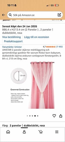 Rosa fönster gardiner från amazon