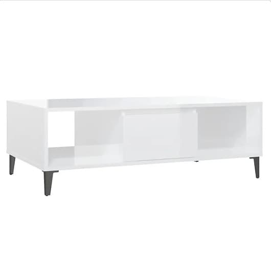 NYTT soffbord vit högglans med förvaring – stilrent & modernt