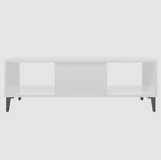 NYTT soffbord vit högglans med förvaring – stilrent & modernt