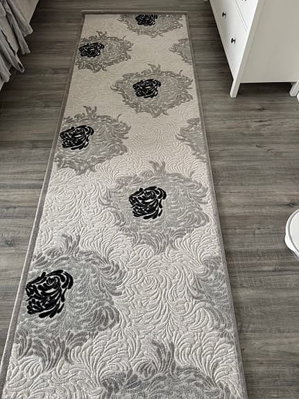 matta gångmatta mönstrad grå svart