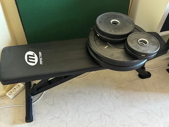 Master träningsbänk, hexagon hantlar, gymstick bänkpress med vikt plattor