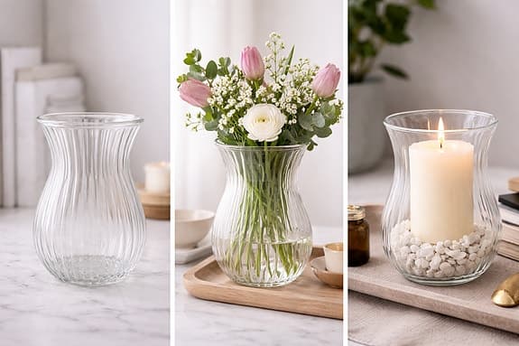 Stor genomskinlig vas / dekoration – perfekt för blommor & ljus