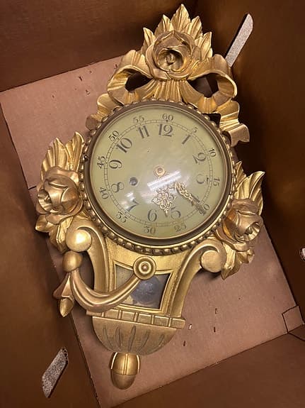 Väggklocka dekorativ guld färg Antik Vintage