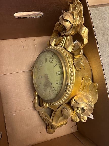 Väggklocka dekorativ guld färg Antik Vintage