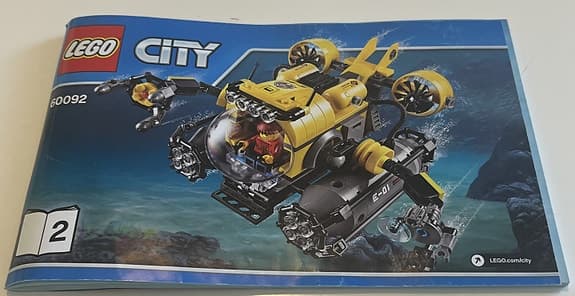 LEGO City 60092 Djuphavs-ubåt – komplett med figur & instruktion