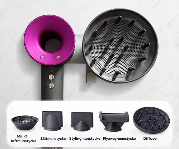 Exklusiv mini hårfön med magnetiska tillbehör