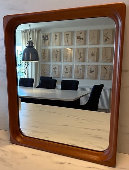 Retro teakspegel Glasmäster Markaryd 50-60-tal Höjd 45cm Bredd 38cm Djup 3,5cm