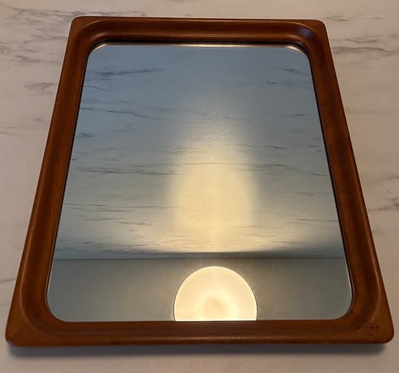 Retro teakspegel Glasmäster Markaryd 50-60-tal Höjd 45cm Bredd 38cm Djup 3,5cm