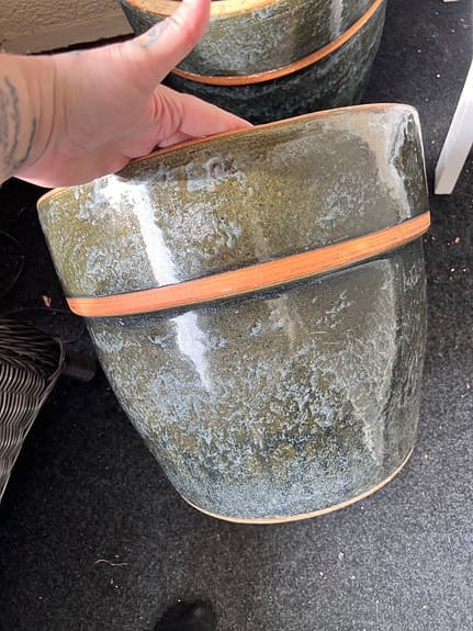 Krukor keramik grönglaserad ca 35 cm
