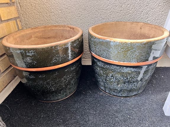 Krukor keramik grönglaserad ca 35 cm