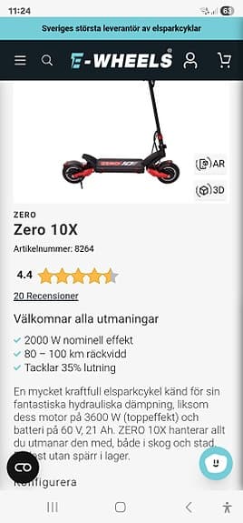 E-wheel zero 10 elsparkcykel