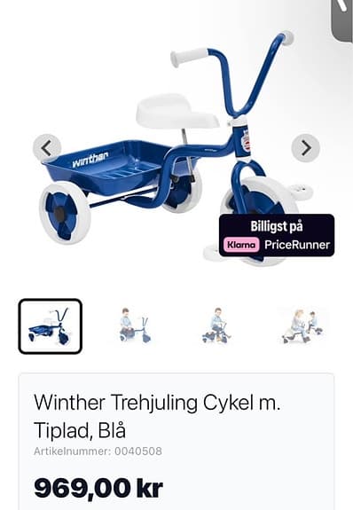 Winther trehjuling cykel 10" blå