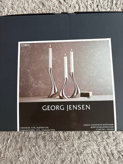 Helt nya Georg Jensen Cobra ljusstakar set om 3 rostfritt stål