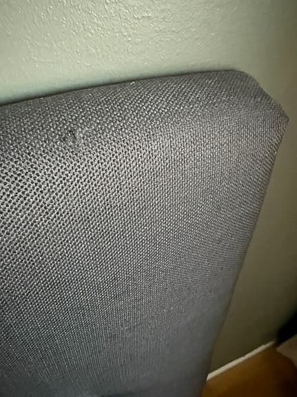 IKEA sänggavel grå textil