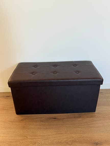 Förvaringsbänk sittpall brun konstläder