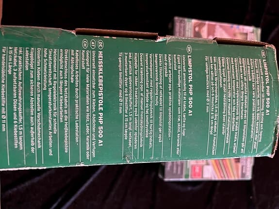 Parkside PHP 500 A1 limpistol med limstavar
