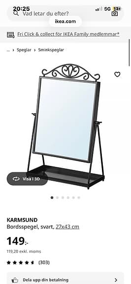 IKEA bordsspegel med metallram svart