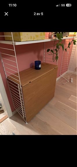 String fällbart bord till hyllsystem ek och vit metall
