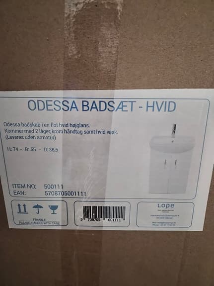 Odessa badset badskåp vit 74x55x38,5 cm