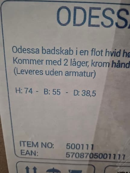 Odessa badset badskåp vit 74x55x38,5 cm