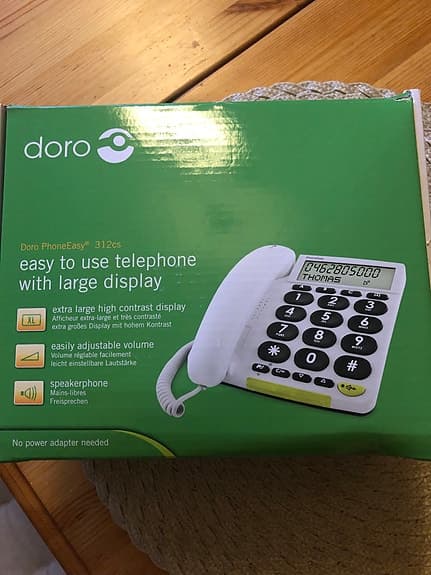 Doro PhoneEasy 312cs bordstelefon med stor display och stora knappar vit