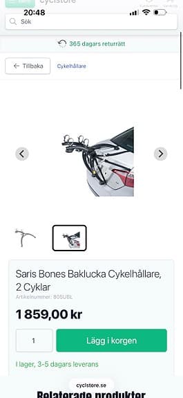 Saris Bones cykelhållare baklucka för 2 cyklar