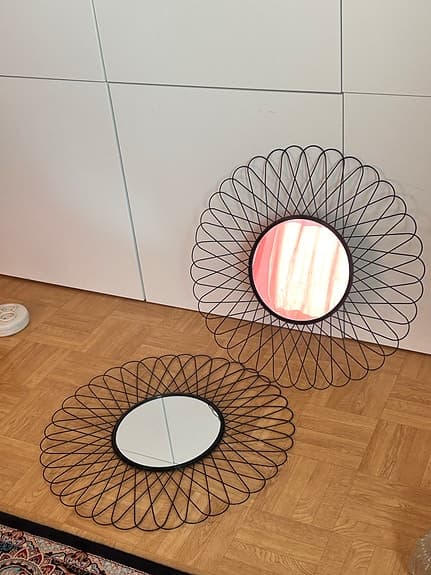 Väggspeglar med svart metallram, 2-pack