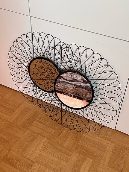 Väggspeglar med svart metallram, 2-pack