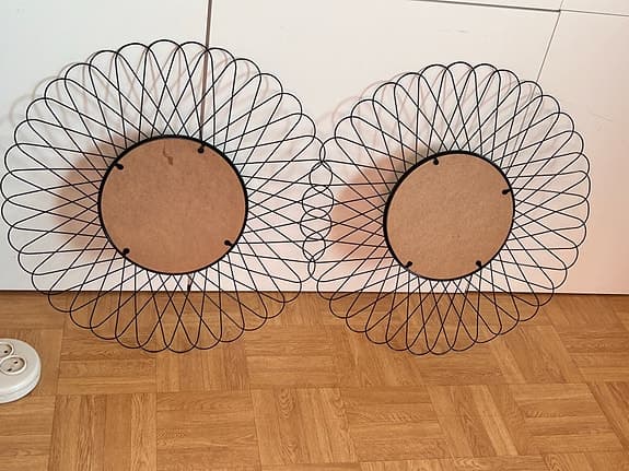 Väggspeglar med svart metallram, 2-pack