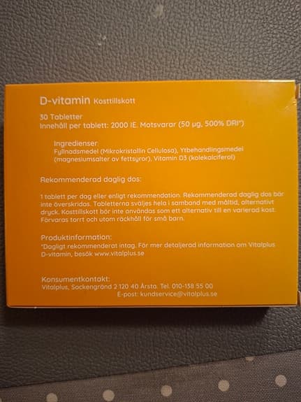 4 askar Vitalplus D-vitamin kosttillskott tabletter