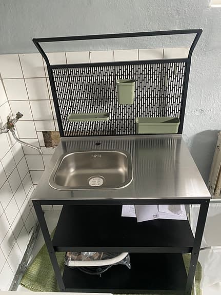 Ikea Grillskär utekök med diskho rostfritt stål svart