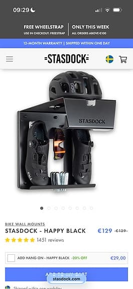 Helt ny Stasdock cykelväggfäste med hylla och hjulrem