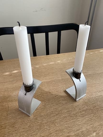 1 par ljusstakar Marie Fernström, metall och tenn