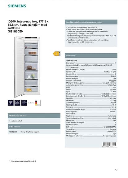 Nya oanvända Vitvaror från Siemens iQ 500 serien (2025).