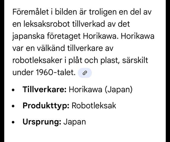 Horikawa robotleksak plåt plast