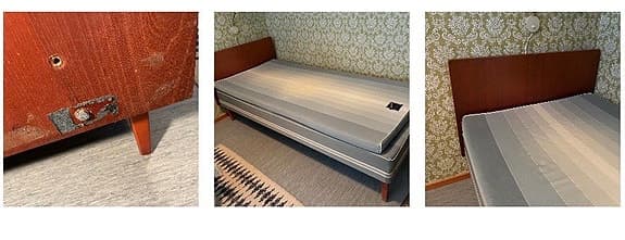 Sänggavel, retro, 50-tal, trä, 1950, sängar Dux Duxello