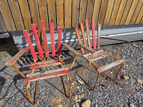 Trädgård Ny bänk, Armaturer lyktstolpe, Stolar,  symaskin underrede