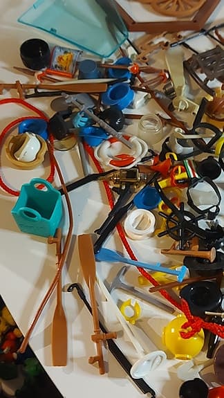 Stort vintage Playmobil lot – 38 figurer, 14 hästar, 6 båtar, fordon  (70-tal)