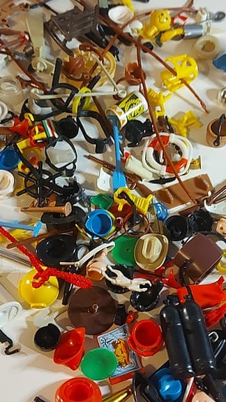 Stort vintage Playmobil lot – 38 figurer, 14 hästar, 6 båtar, fordon  (70-tal)