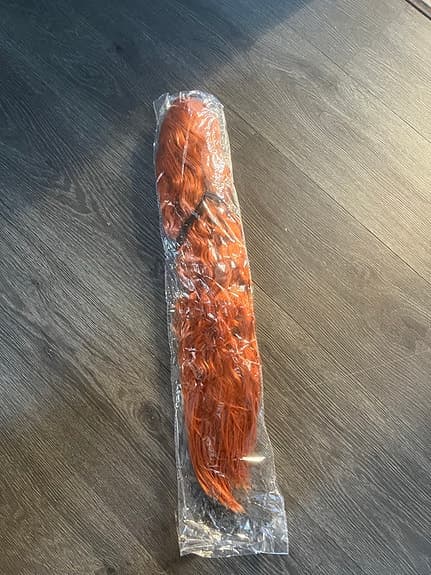 Peruk långt vågigt hår orange kvinna 60 cm